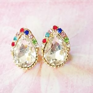 Multicolored Crystal teardrop earrings